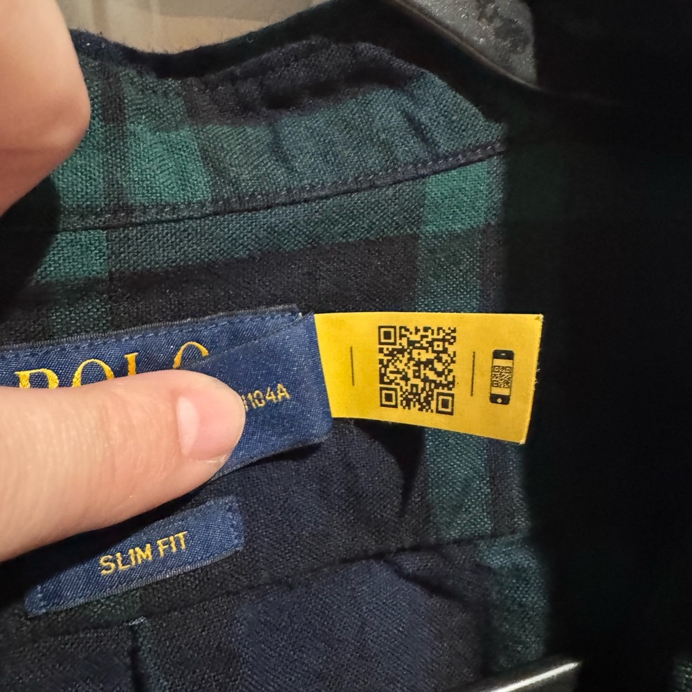 Ralph Lauren Men's Navy and Green Plaid Shirt - Picture 3 of 5